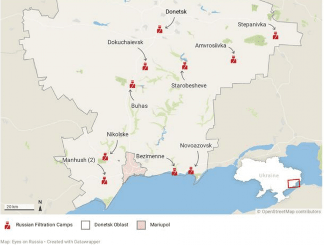 Ocupanții ruși ar fi înființat cel puțin 21 de centre de filtrare în Donbas. Ce pățesc ucrainenii transportați acolo