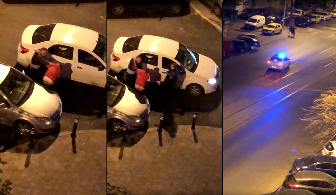 Scenele îngrozitoare în care bărbatul din București este lovit cu sălbăticie de polițist