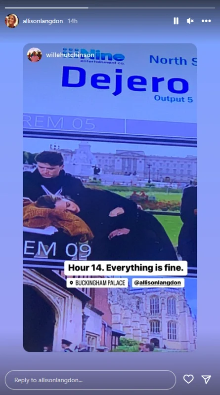 Prezentatoarea TV Allison Langdon a adormit în fața Palatului Buckingham (sursa foto Instagram)