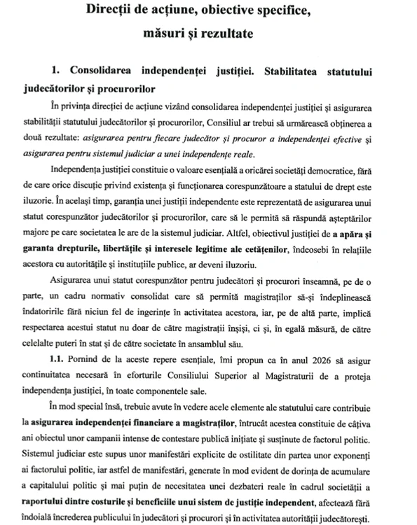 O parte din proiectul de candidatură depus de Odagiu. FOTO CSM