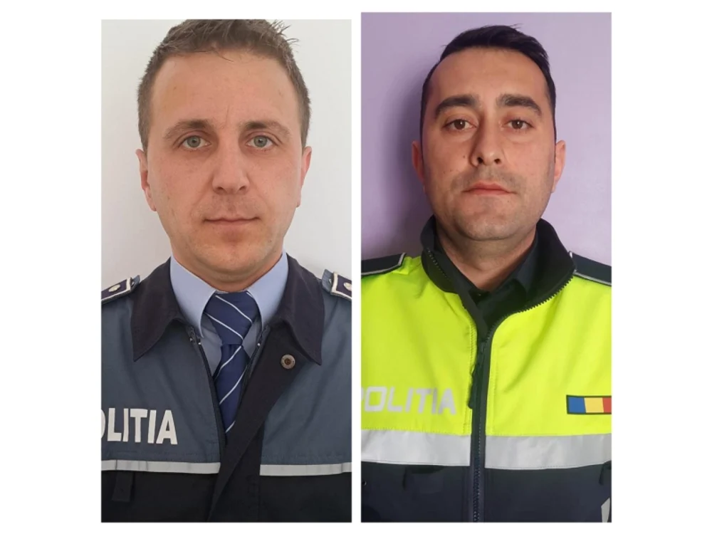Cei doi polițiști lucrează la Postul Bârgăuani FOTO Poliția Neamț