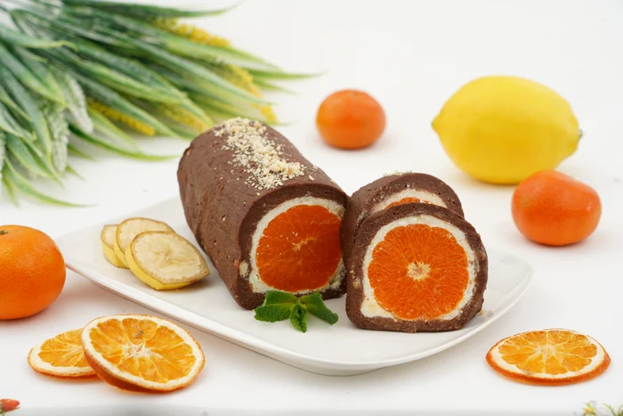 Orange and chocolate roulade.  Strictly illustrative image Photo Shutterstock