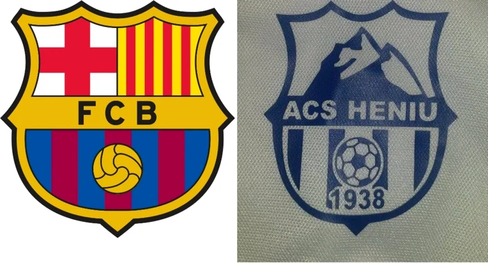 Cei de la FC Barcelona susţin că bistriţenii au folosit forma şi fontul siglei lor (FOTO: wikipedia, ACS Heniu)