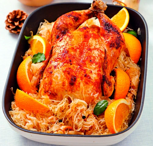 Chicken with oranges and sauerkraut for Christmas dinner jpeg