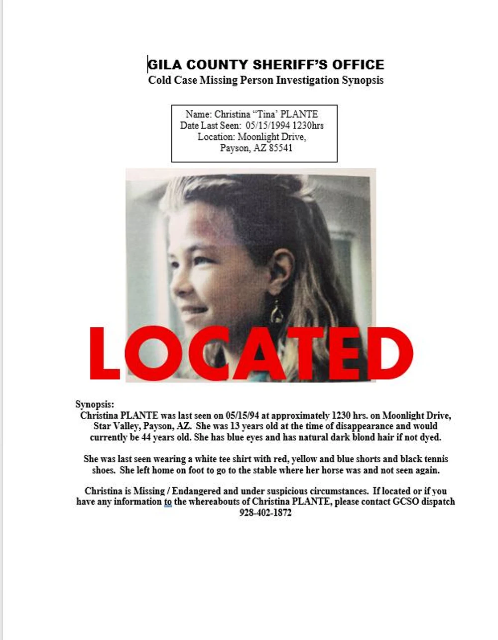 O copilă dispărută la vârsta de 13 ani a fost găsită în viață după mai bine de trei decenii