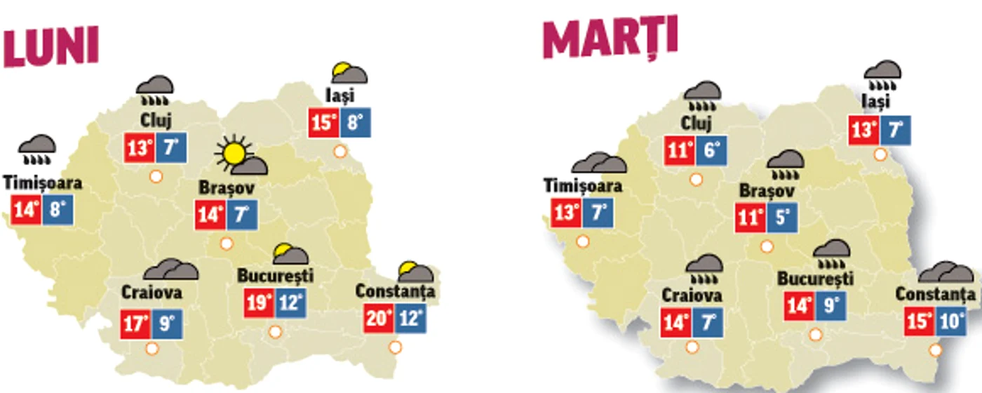 Prognoza meteo pentru următoarele două zile ne spune că vremea se răcește în continuare