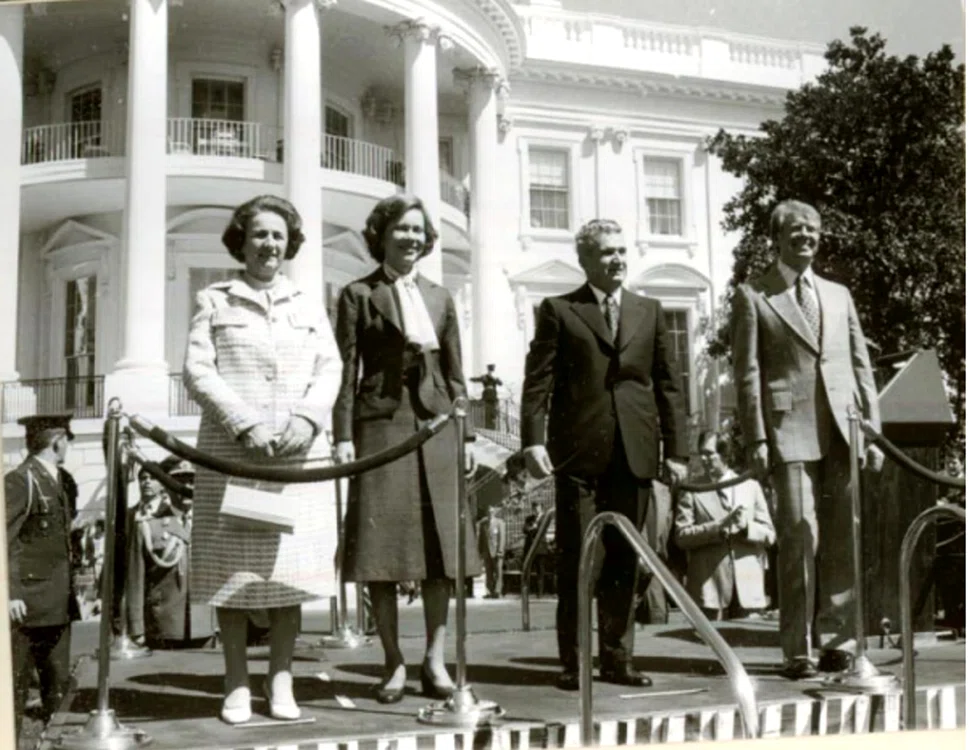 Nicolae şi Elena Ceauşescu în 1978. A doua întâlnire cu preşedintele SUA, Jimmy Carter