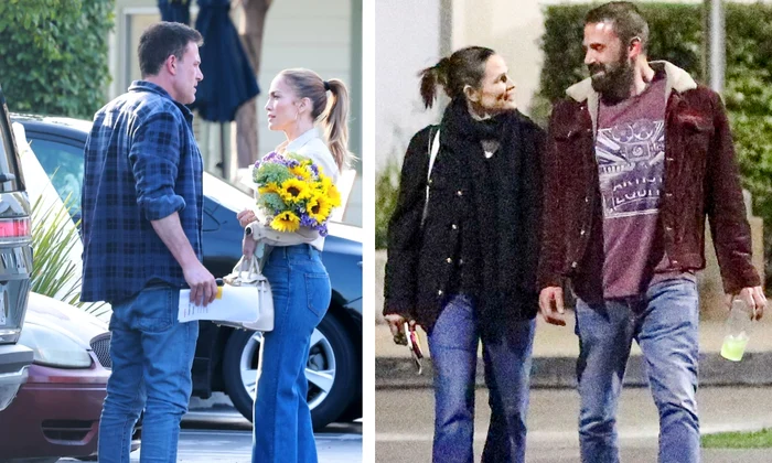 Ben Affleck cu Jennifer Garner și Jennifer Lopez jpg