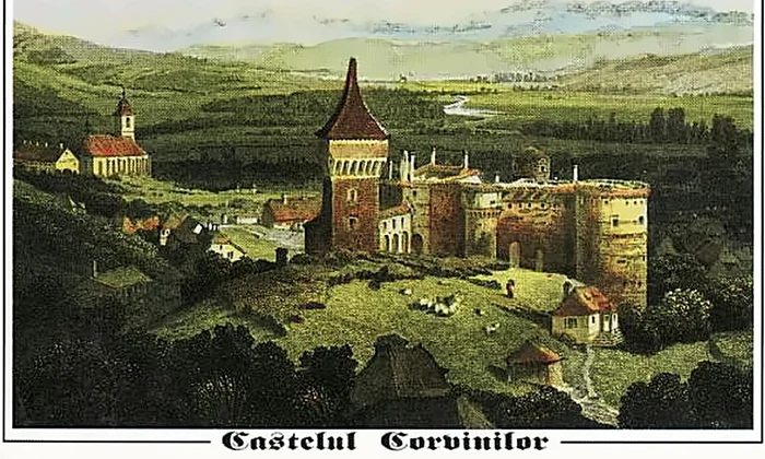 castelul corvinilor 1855 dupa incendiul din 1854 hunedoara 1855 jpg