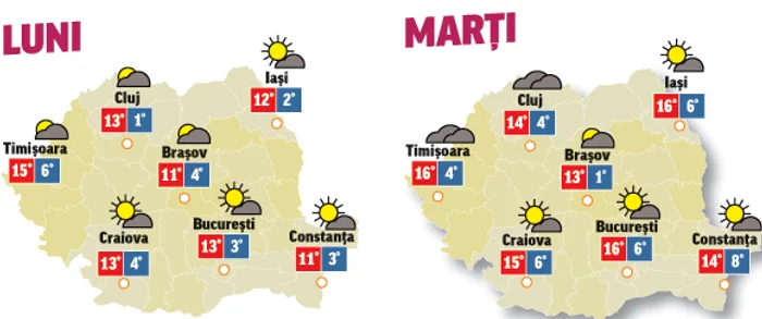 În următoarele două zile vom avea parte de vreme frumoasă cu mult soare în toată țara