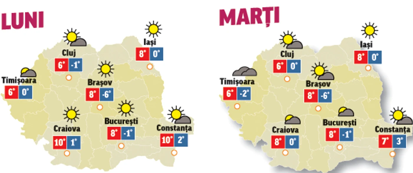 Prognoza meteo pentru următoarele două zile anunță că vremea se menține frumoasă, mai ales la deal și la munte