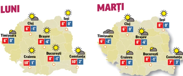 Prognoza meteo pentru următoarele două zile anunță că vremea se menține frumoasă, mai ales la deal și la munte