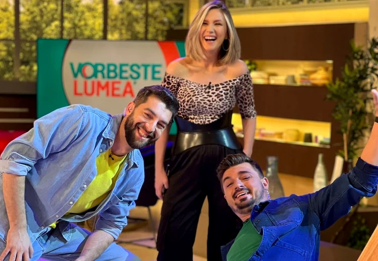 Șurubel face echipă cu Mihai și Adela Popescu la Vorbeste lumea. Sursa foto: Pro TV