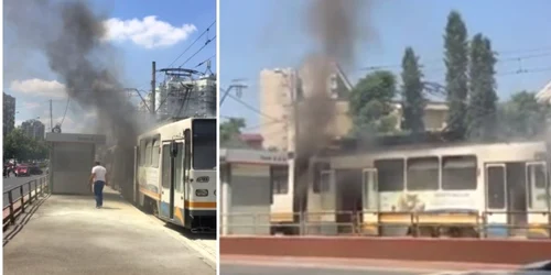  Tramvai a luat foc in Bucuresti