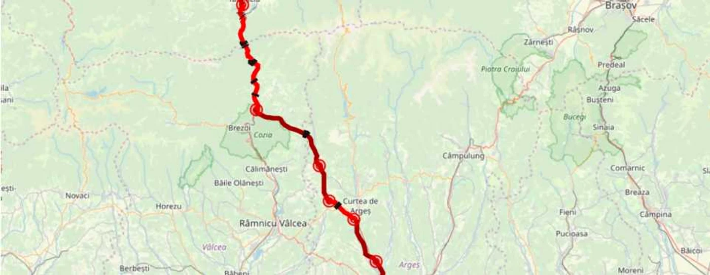 Traseul autostrăzii Piteşti - Sibiu