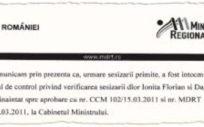 Dovada existenţei raportului de control din 2011, negat de fostul ministru Elena Udrea