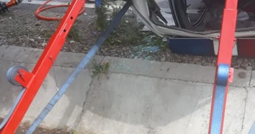 masina de politie accident. foto arhiva personala