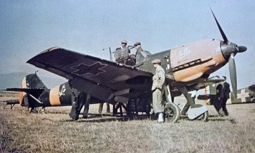 Avion Messerschmitt Bf 109E din dotarea Aeronauticii Regale Române, la Stalingrad (© Wikimedia Commons)