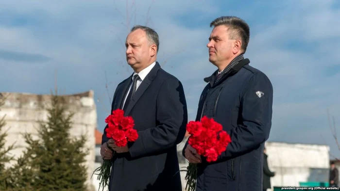 Igor Dodon şi liderul regiunii separatiste transnistrene Vadim Krasnoselski