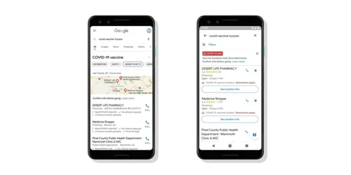 Google Maps vaccinare