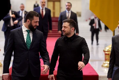 Volodimir Zelenski și Ahmed al-Sharaa. FOTO: Facebook / Volodimir Zelenski 