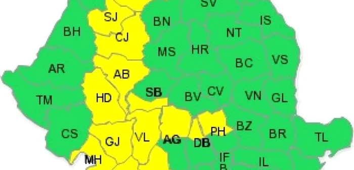 Codul galben este valabil în mai multe judeţe din ţară. FOTO meteoromania.ro