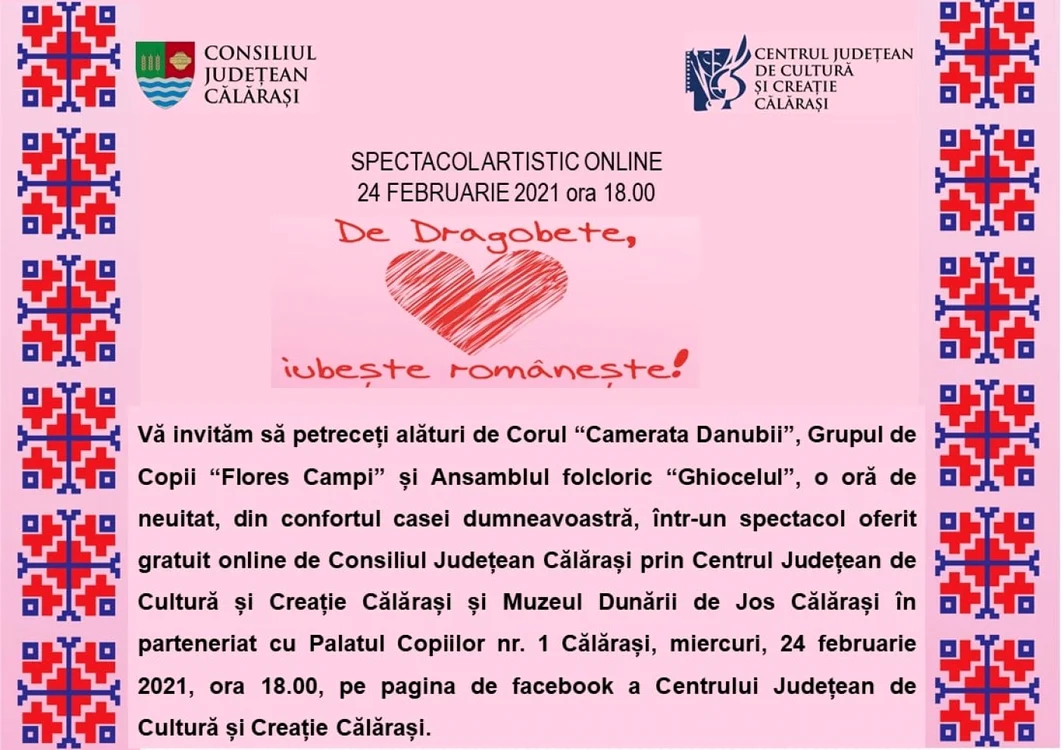 Spectacol gratuit în mediul virtual pe 24 februarie FOTO Facebook/CJCCC