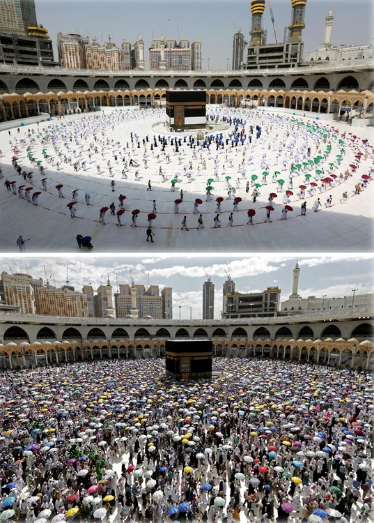 
    Rugăciunile credincioşilor musulmani au fost posibile în Marea Moschee din Mecca numai cu respectarea regulilor anti-COVID-19 Foto: Gettyimages   