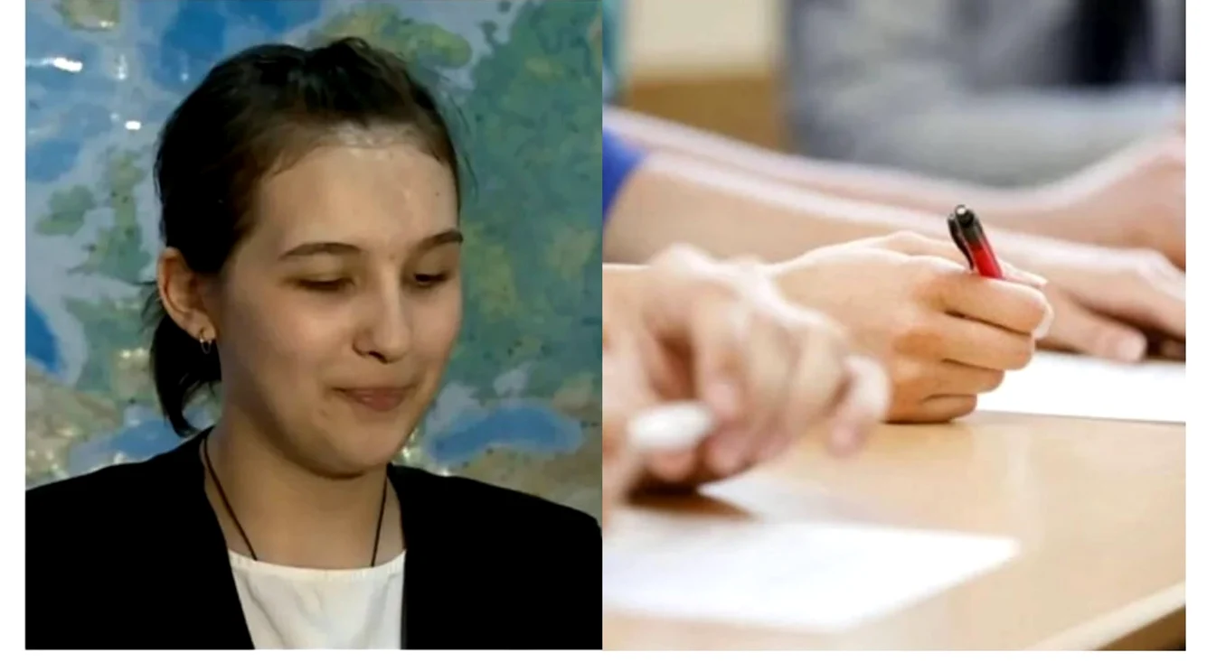 Cristina, tânăra nevăzătoare care a luat BAC-ul cu notă mare / foto: captură Digi 24