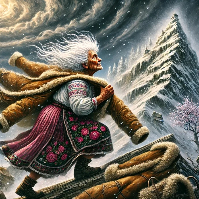 Imagine ilustrând legenda Babei Dochia