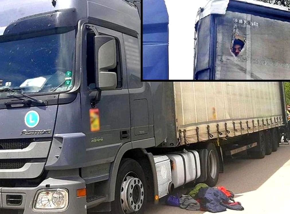 
    În remorca TIR-ului au fost găsiți 6 migranți afganiFoto: Poliția federală  