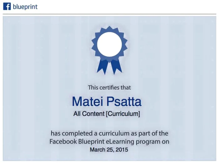 Certificare Facebook