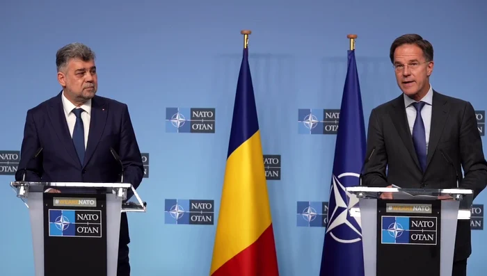 Marcel Ciolacu și Mark Rutte, la Bruxelles/FOTO: Captură video Facebook