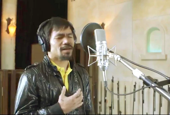 
    Pacquiao,  în studioul  de înregistrări  