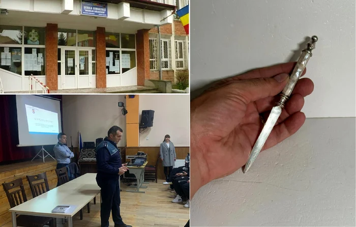 Elev din Drăgășani înjunghiat la școală de un coleg de clasa a VI-a cu un cuțit de scrisori Colaj