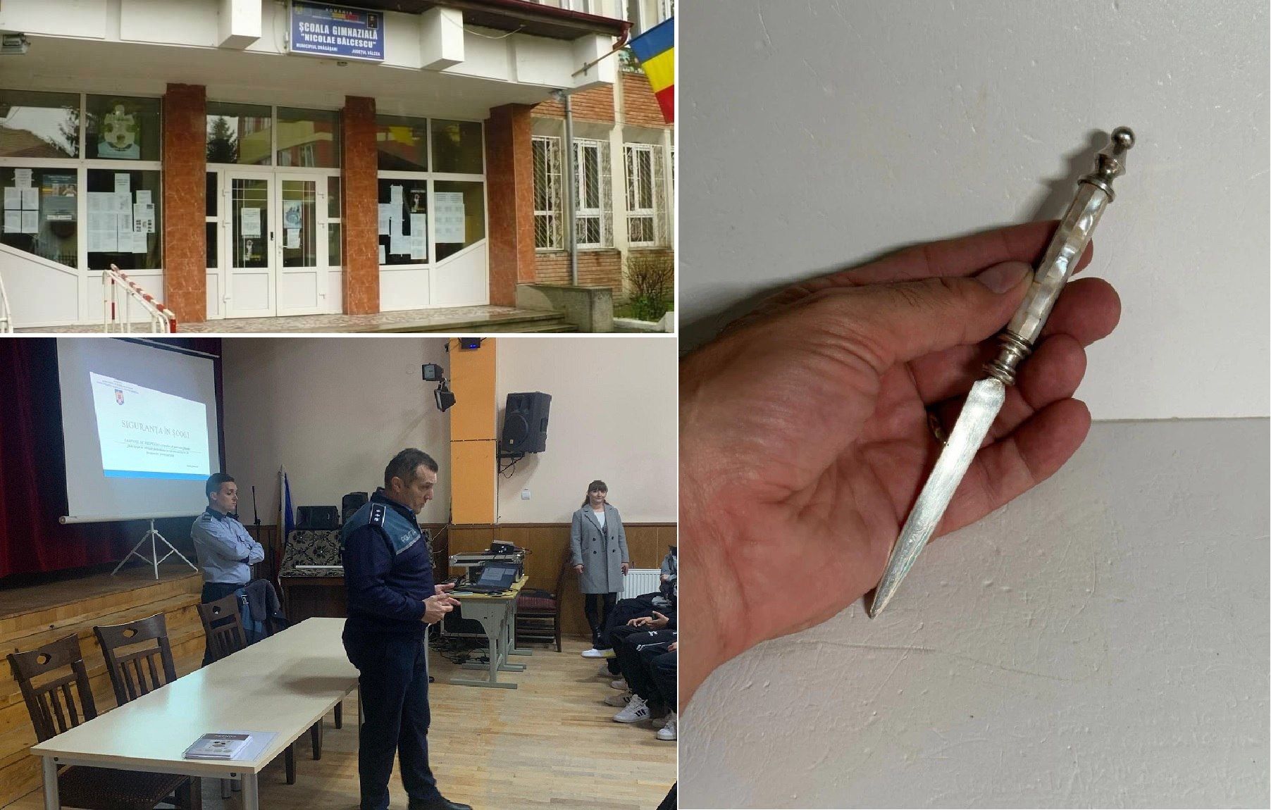 Colegul de școală taie cu un cuțit scrisorile unui elev exemplar. Colegul de școală taie cu un cuțit scrisorile unui elev exemplar.