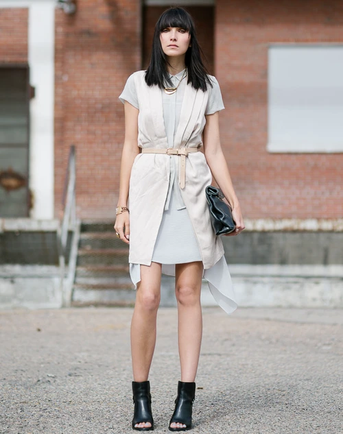 4  chiffon dress with belted vest and peep toe png png