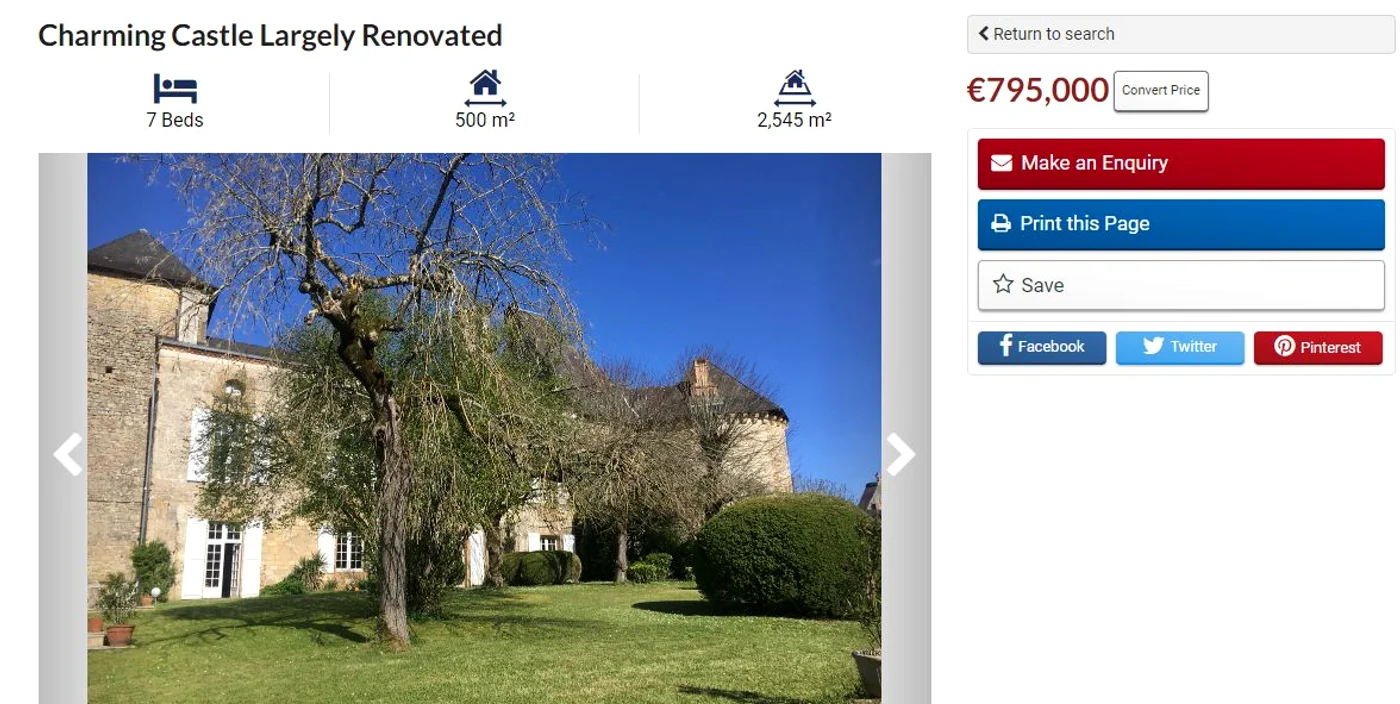 Castel în Franța la 795.000 de euro. FOTO French Property
