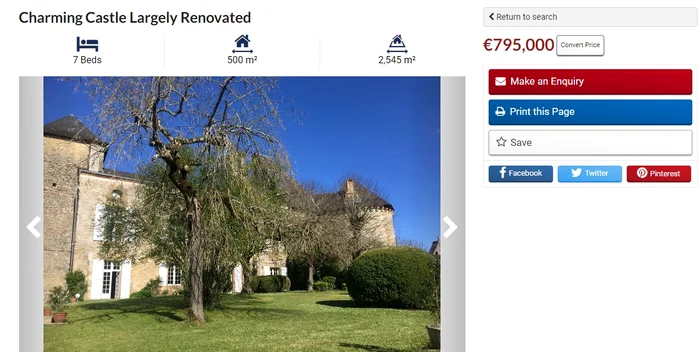 Castel în Franța la 795.000 de euro. FOTO French Property