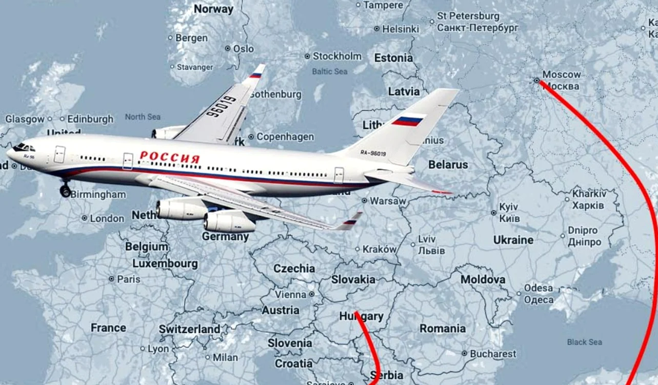Ruta pe care o va urma avionul lui Putin pentru a ajunge la Budapesta FOTO: captura airlive