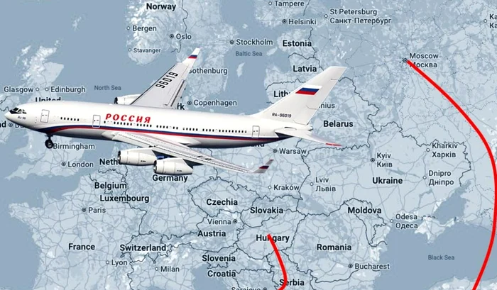 Ruta pe care o va urma avionul lui Putin pentru a ajunge la Budapesta FOTO: captura airlive