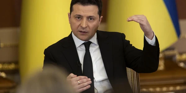 Volodimir Zelenski intr-o conferinta de presa cu jurnalisti straini acreditai la Kiev FOTO EPA-EFE
