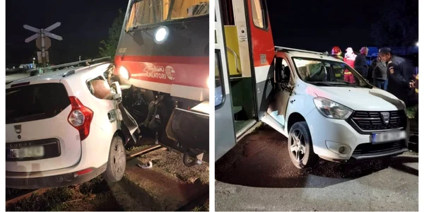 Mașină lovită de tren în Ceplenița