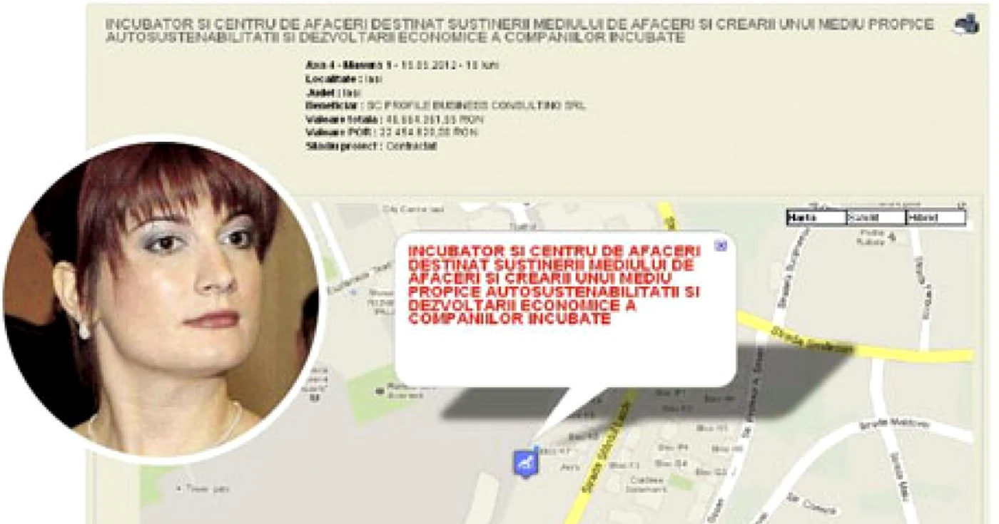 Alina Hăilă (medalion) şi harta cu greşeli de pe site-ul ADRNE