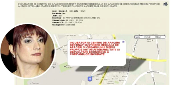 Alina Hăilă (medalion) şi harta cu greşeli de pe site-ul ADRNE