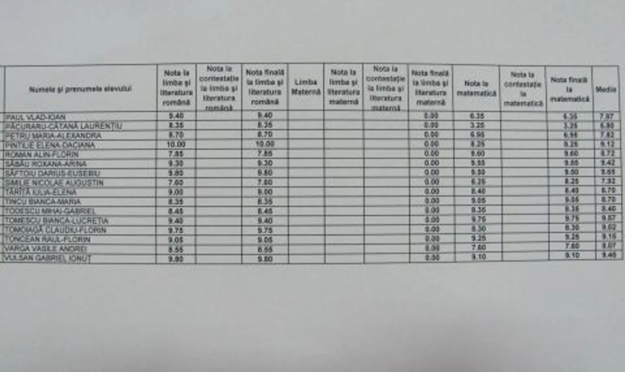 Rezultate testare naţională Alba