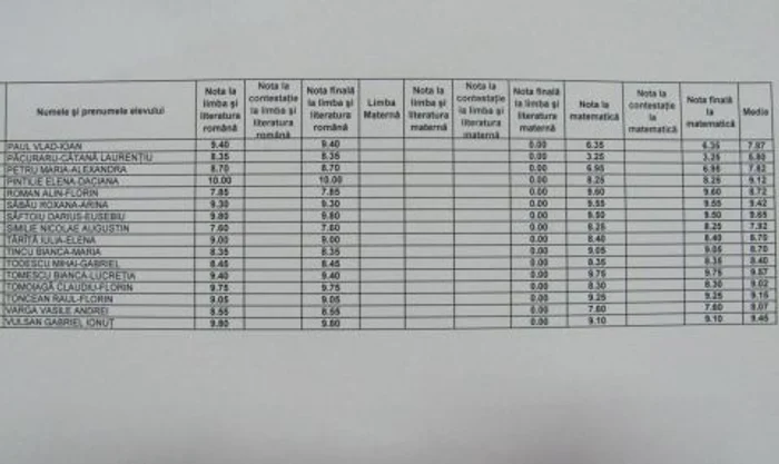 Rezultate testare naţională Alba