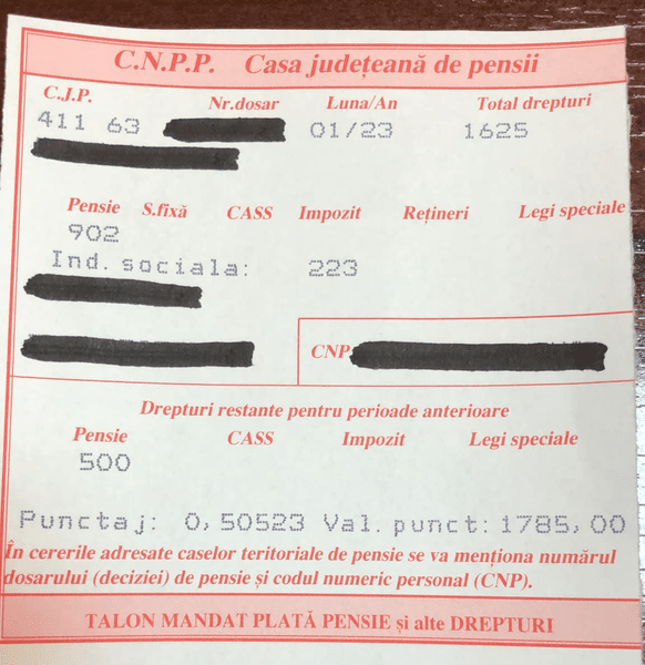Taloanele cu pensiile mărite pentru ianuarie 2023 au început să fie tipărite