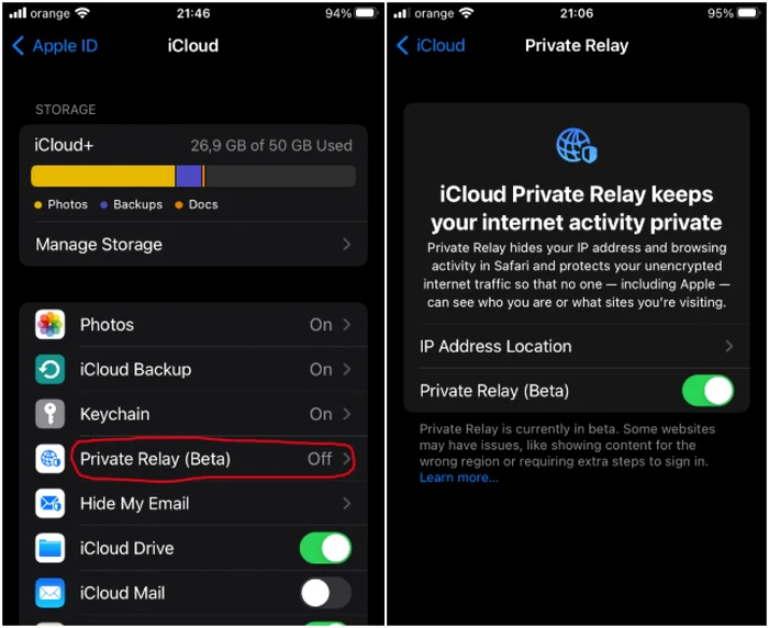 Activare iCloud Private Relay 