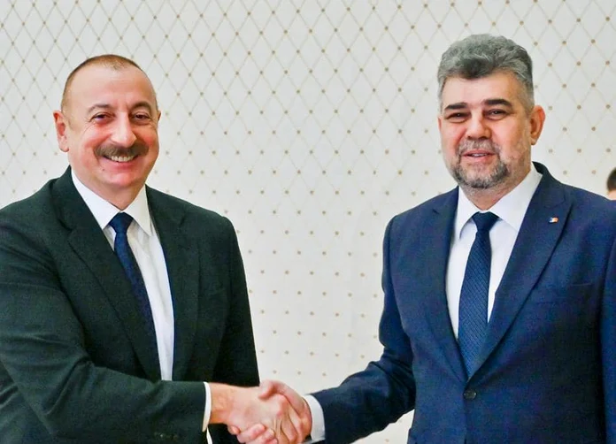 Marcel Ciolacu și președintele din Azerbaidjan FOTO Facebook 